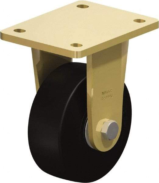 Blickle - 5" Diam x 1-31/32" Wide x 6-11/16" OAH Top Plate Mount Rigid Caster - Solid Rubber, 704 Lb Capacity, Ball Bearing, 5-1/2 x 4-3/8" Plate - Exact Industrial Supply