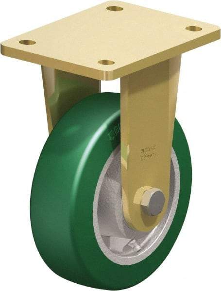 Blickle - 6" Diam x 1-31/32" Wide x 7-7/8" OAH Top Plate Mount Rigid Caster - Polyurethane-Elastomer Blickle Softhane, 1,210 Lb Capacity, Ball Bearing, 5-1/2 x 4-3/8" Plate - Exact Industrial Supply