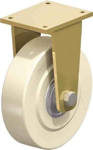 Blickle - 12" Diam x 3-9/64" Wide x 14-61/64" OAH Top Plate Mount Rigid Caster - Impact-Resistant Cast Nylon, 13,200 Lb Capacity, Ball Bearing, 10 x 7-7/8" Plate - Exact Industrial Supply