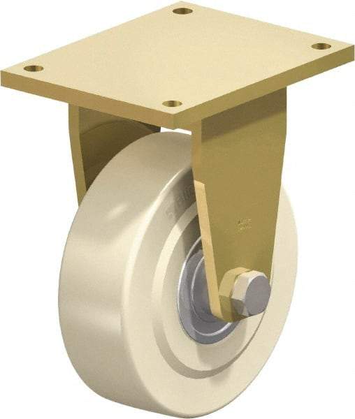 Blickle - 10" Diam x 3-9/64" Wide x 13" OAH Top Plate Mount Rigid Caster - Impact-Resistant Cast Nylon, 13,200 Lb Capacity, Ball Bearing, 10 x 7-7/8" Plate - Exact Industrial Supply