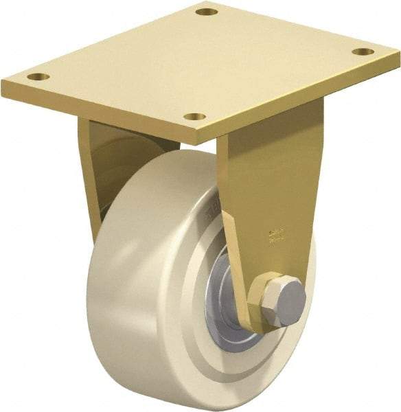 Blickle - 8" Diam x 3-9/64" Wide x 11-1/64" OAH Top Plate Mount Rigid Caster - Impact-Resistant Cast Nylon, 9,900 Lb Capacity, Ball Bearing, 10 x 7-7/8" Plate - Exact Industrial Supply