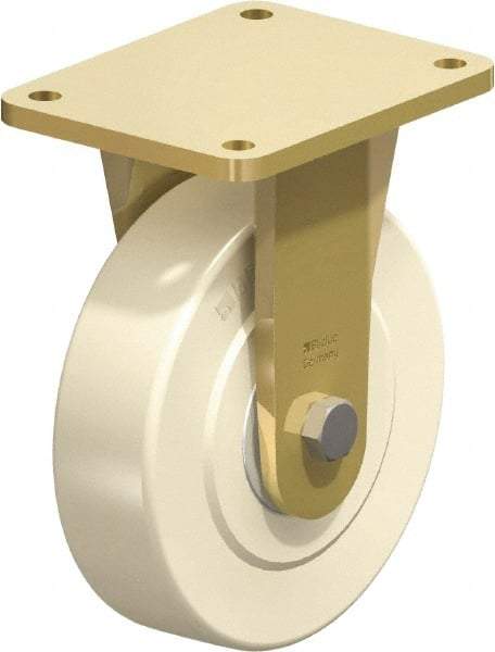 Blickle - 8" Diam x 2-5/32" Wide x 10-1/32" OAH Top Plate Mount Rigid Caster - Impact-Resistant Cast Nylon, 6,600 Lb Capacity, Ball Bearing, 6-7/8 x 5-1/2" Plate - Exact Industrial Supply