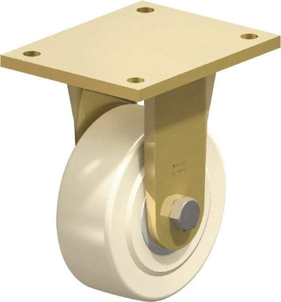 Blickle - 6" Diam x 2-5/32" Wide x 8-5/64" OAH Top Plate Mount Rigid Caster - Impact-Resistant Cast Nylon, 5,500 Lb Capacity, Ball Bearing, 6-7/8 x 5-1/2" Plate - Exact Industrial Supply