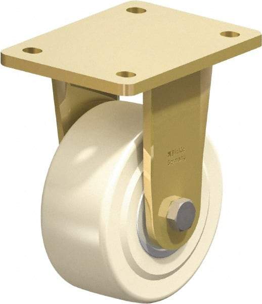 Blickle - 5" Diam x 2-5/32" Wide x 6-11/16" OAH Top Plate Mount Rigid Caster - Impact-Resistant Cast Nylon, 3,850 Lb Capacity, Ball Bearing, 5-1/2 x 4-3/8" Plate - Exact Industrial Supply