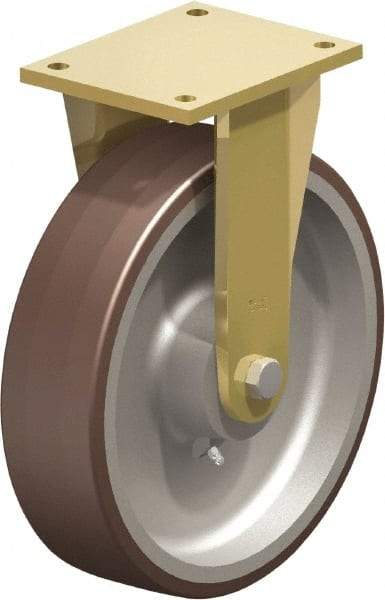 Blickle - 12" Diam x 3-9/64" Wide x 13-31/32" OAH Top Plate Mount Rigid Caster - Polyurethane-Elastomer Blickle Besthane, 5,280 Lb Capacity, Ball Bearing, 6-7/8 x 5-1/2" Plate - Exact Industrial Supply