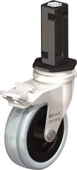 Blickle - 3" Diam x 63/64" Wide x 3-31/32" OAH Stem Mount Swivel Caster with Brake - Solid Rubber, 132 Lb Capacity, Plain Bore Bearing, Square Stem - Exact Industrial Supply