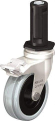 Blickle - 3" Diam x 63/64" Wide x 3-31/32" OAH Stem Mount Swivel Caster with Brake - Solid Rubber, 132 Lb Capacity, Plain Bore Bearing, Round Stem - Exact Industrial Supply