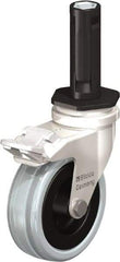 Blickle - 3" Diam x 63/64" Wide x 3-31/32" OAH Stem Mount Swivel Caster with Brake - Solid Rubber, 132 Lb Capacity, Plain Bore Bearing, Round Stem - Exact Industrial Supply