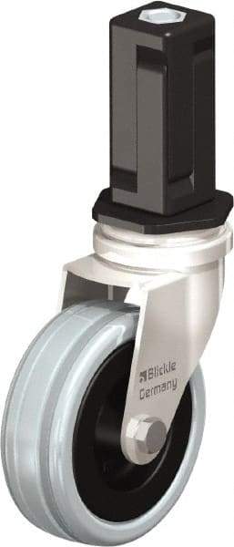 Blickle - 3" Diam x 63/64" Wide x 3-31/32" OAH Stem Mount Swivel Caster - Solid Rubber, 132 Lb Capacity, Plain Bore Bearing, Square Stem - Exact Industrial Supply
