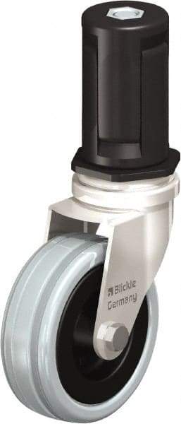 Blickle - 3" Diam x 63/64" Wide x 3-31/32" OAH Stem Mount Swivel Caster - Solid Rubber, 132 Lb Capacity, Plain Bore Bearing, Round Stem - Exact Industrial Supply