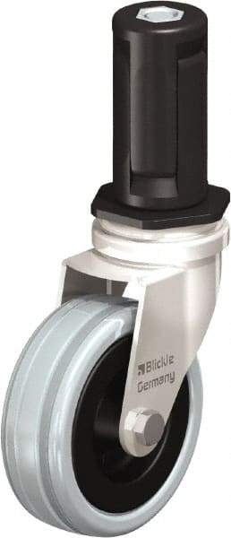 Blickle - 3" Diam x 63/64" Wide x 3-31/32" OAH Stem Mount Swivel Caster - Solid Rubber, 132 Lb Capacity, Plain Bore Bearing, Round Stem - Exact Industrial Supply