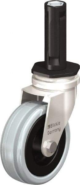 Blickle - 3" Diam x 63/64" Wide x 3-31/32" OAH Stem Mount Swivel Caster - Solid Rubber, 132 Lb Capacity, Plain Bore Bearing, Round Stem - Exact Industrial Supply