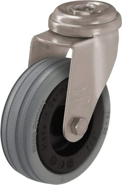 Blickle - 3" Diam x 63/64" Wide x 3-27/32" OAH Stem Mount Swivel Caster - Solid Rubber, 132 Lb Capacity, Plain Bore Bearing, Square Stem - Exact Industrial Supply