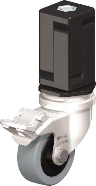 Blickle - 2" Diam x 45/64" Wide x 2-13/16" OAH Stem Mount Swivel Caster with Brake - Solid Rubber, 88 Lb Capacity, Plain Bore Bearing, Square Stem - Exact Industrial Supply
