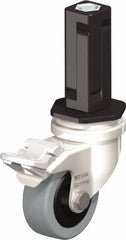 Blickle - 2" Diam x 45/64" Wide x 2-13/16" OAH Stem Mount Swivel Caster with Brake - Solid Rubber, 88 Lb Capacity, Plain Bore Bearing, Square Stem - Exact Industrial Supply
