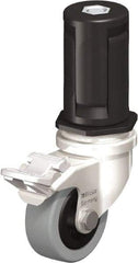 Blickle - 2" Diam x 45/64" Wide x 2-13/16" OAH Stem Mount Swivel Caster with Brake - Solid Rubber, 88 Lb Capacity, Plain Bore Bearing, Round Stem - Exact Industrial Supply