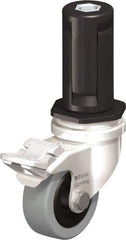 Blickle - 2" Diam x 45/64" Wide x 2-13/16" OAH Stem Mount Swivel Caster with Brake - Solid Rubber, 88 Lb Capacity, Plain Bore Bearing, Round Stem - Exact Industrial Supply