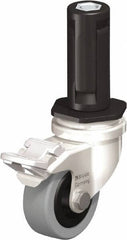 Blickle - 2" Diam x 45/64" Wide x 2-13/16" OAH Stem Mount Swivel Caster with Brake - Solid Rubber, 88 Lb Capacity, Plain Bore Bearing, Round Stem - Exact Industrial Supply