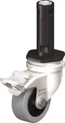 Blickle - 2" Diam x 45/64" Wide x 2-13/16" OAH Stem Mount Swivel Caster with Brake - Solid Rubber, 88 Lb Capacity, Plain Bore Bearing, Round Stem - Exact Industrial Supply