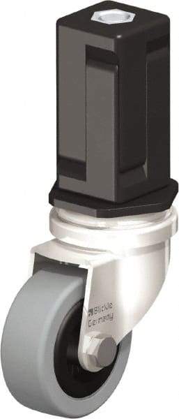 Blickle - 2" Diam x 45/64" Wide x 2-13/16" OAH Stem Mount Swivel Caster - Solid Rubber, 88 Lb Capacity, Plain Bore Bearing, Square Stem - Exact Industrial Supply