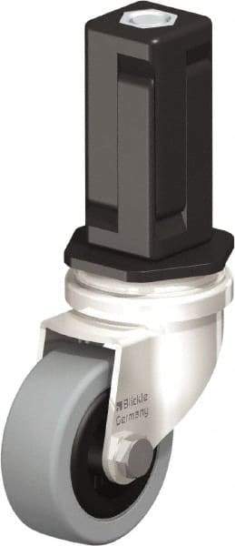 Blickle - 2" Diam x 45/64" Wide x 2-13/16" OAH Stem Mount Swivel Caster - Solid Rubber, 88 Lb Capacity, Plain Bore Bearing, Square Stem - Exact Industrial Supply
