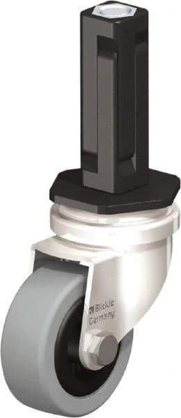 Blickle - 2" Diam x 45/64" Wide x 2-13/16" OAH Stem Mount Swivel Caster - Solid Rubber, 88 Lb Capacity, Plain Bore Bearing, Square Stem - Exact Industrial Supply