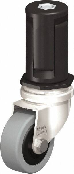 Blickle - 2" Diam x 45/64" Wide x 2-13/16" OAH Stem Mount Swivel Caster - Solid Rubber, 88 Lb Capacity, Plain Bore Bearing, Round Stem - Exact Industrial Supply
