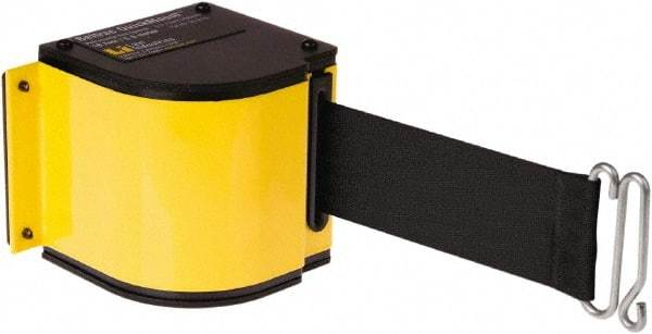 Lavi Industries - 3-1/2" High x 3-1/4" Long x 3-1/4" Wide Retractable Barrier Belt - Aluminum, Powdercoat Finish, Yellow, Use with Upright - Exact Industrial Supply