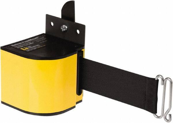 Lavi Industries - 3-1/2" High x 3-1/4" Long x 3-1/4" Wide Retractable Barrier Belt - Aluminum, Powdercoat Finish, Yellow, Use with Upright - Exact Industrial Supply