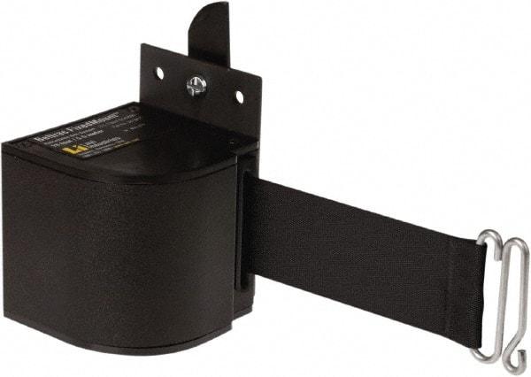 Lavi Industries - 3-1/2" High x 3-1/4" Long x 3-1/4" Wide Retractable Barrier Belt - Aluminum, Powdercoat Finish, Black, Use with Upright - Exact Industrial Supply