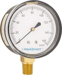 Value Collection - 2-1/2" Dial, 1/4 Thread, 0-160 Scale Range, Pressure Gauge - Lower Connection Mount, Accurate to 1.5% of Scale - Exact Industrial Supply