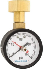 Value Collection - 2" Dial, 3/4 Thread, 0-160 Scale Range, Pressure Gauge - Top Connection Mount, Accurate to 3-2-3% of Scale - Exact Industrial Supply