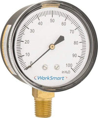Value Collection - 2-1/2" Dial, 1/4 Thread, 0-100 Scale Range, Pressure Gauge - Lower Connection Mount, Accurate to 1.5% of Scale - Exact Industrial Supply