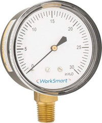 Value Collection - 2-1/2" Dial, 1/4 Thread, 0-30 Scale Range, Pressure Gauge - Lower Connection Mount, Accurate to 1.5% of Scale - Exact Industrial Supply