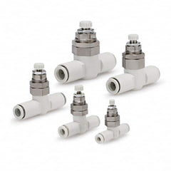 SMC PNEUMATICS - Speed & Flow Control Valves Valve Type: Flow Control Offset Inline Tube Outside Diameter (Inch): 3/8 - Exact Industrial Supply