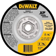 DeWALT - 24 Grit, 6" Wheel Diam, Type 27 Depressed Center Wheel - Coarse/Medium Grade, Ceramic, N Hardness, 10,100 Max RPM - Exact Industrial Supply