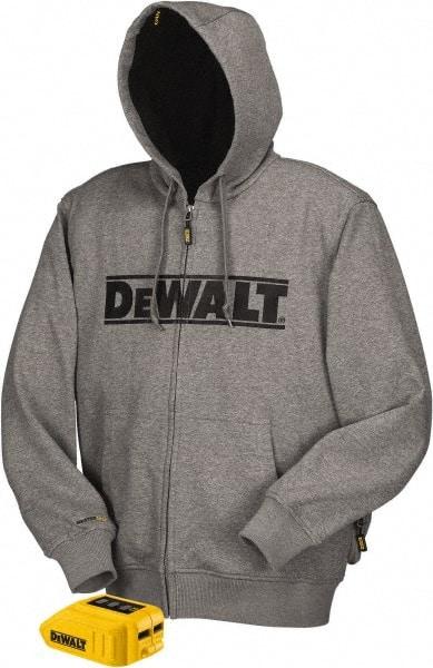 DeWALT - Size S Heated & Cold Weather Jacket - Gray, Polyester, Zipper Closure - Exact Industrial Supply
