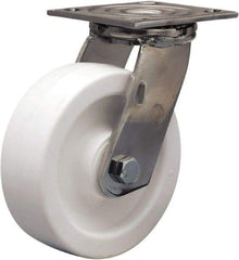 Hamilton - 6" Diam x 2" Wide x 7-1/2" OAH Top Plate Mount Swivel Caster - Polyolefin, 750 Lb Capacity, Delrin Bearing, 3-3/4 x 4-1/2" Plate - Exact Industrial Supply