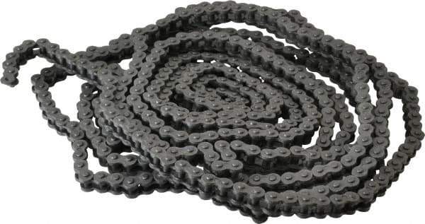 Morse - 1/4" Pitch, ANSI 25, Single Strand Roller Chain - Chain No. 25, 10 Ft. Long, 0.13" Roller Diam, 1/8" Roller Width - Exact Industrial Supply