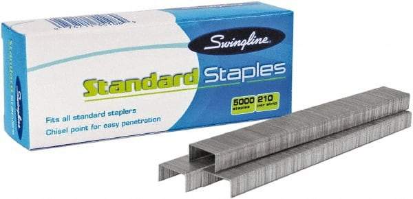 Swingline - 1/4" Leg Length, Galvanized/Low-Carbon Steel Standard Staples - 20 Sheet Capacity, For Use with 210 Full Strip Standard Staplers - Exact Industrial Supply