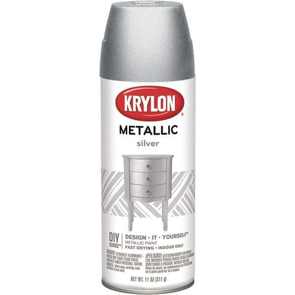 Krylon - Silver, Metallic, Aerosol Spray Paint - 15 to 20 Sq Ft per Can, 16 oz Container - Exact Industrial Supply