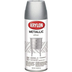 Krylon - Silver, Metallic, Aerosol Spray Paint - 15 to 20 Sq Ft per Can, 16 oz Container - Exact Industrial Supply
