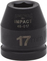 Armstrong - 3/4" Drive 17mm Standard Impact Socket - 6 Points, 1-7/8" OAL - Exact Industrial Supply