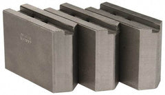Abbott Workholding Products - 1.5mm x 60° Serrated Attachment, Square Soft Lathe Chuck Jaw - 3 Jaws, Steel, 63/64" Btw Mount Hole Ctrs, 4" Long x 1-1/2" Wide x 3" High, 0.5512" Groove, 0.4724" & 12mm Fastener - Exact Industrial Supply