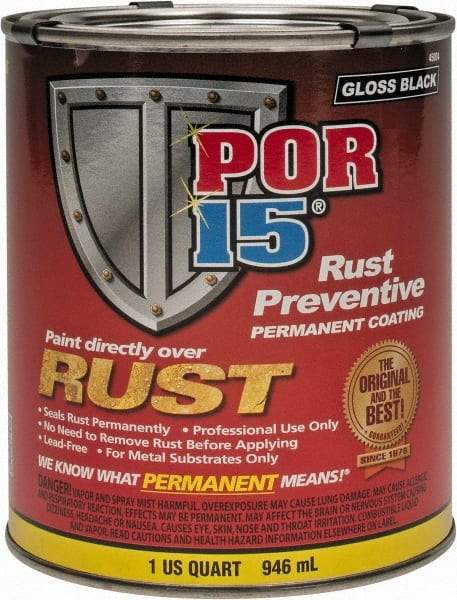 POR-15 - 1 Quart, Black, Rust Preventative Paint - Comes in Can - Exact Industrial Supply