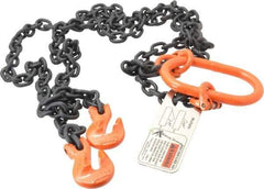 Pewag - 5' Long, 3,600 Lb Basket Capacity, 3,600 Lb Vertical Capacity, Alloy Steel Web Sling - DOG Chain Sling, 7/32" Diam Chain, Silver (Color), with Grab Hook & Master Link - Exact Industrial Supply