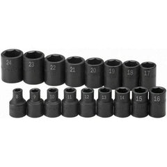 SK - 1/2" Drive Standard Impact Socket Set - 8 to 24mm, Metric Measurement Standard - Exact Industrial Supply