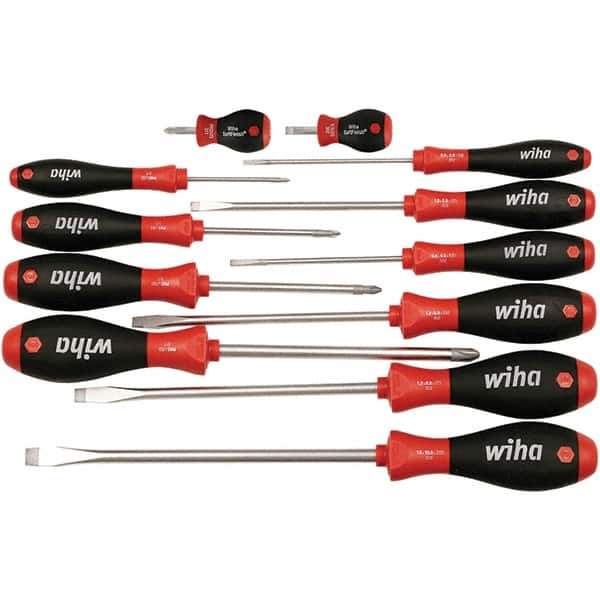 Wiha - 12 Piece Slotted, Phillips & Stubby Screwdriver Set - Exact Industrial Supply