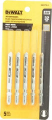 DeWALT - 3" Long, 32 Teeth per Inch, High Carbon Steel Jig Saw Blade - Toothed Edge, 0.3" Wide x 0.035" Thick, T-Shank - Exact Industrial Supply