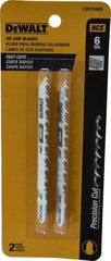 DeWALT - 4" Long, 6 Teeth per Inch, High Carbon Steel Jig Saw Blade - Toothed Edge, 1/4" Wide x 0.035" Thick, T-Shank - Exact Industrial Supply
